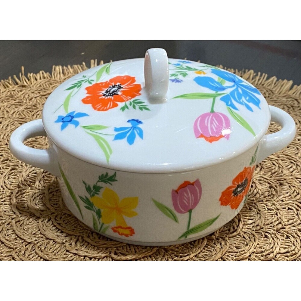 Primavera Taste Setter Sigma 480 Soup Crock Bowl Floral Colorful VTG Cottagecore